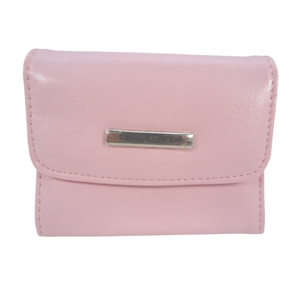 NWT Moda Bella Pink Tri Fold Wallet‎ Snap Closure Coin Pocket Card Slot